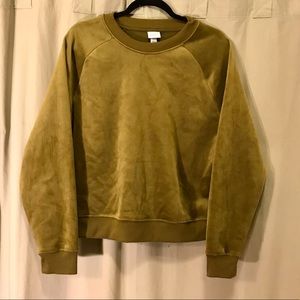 Olive Green Velvet Pullover Top. Size Large.